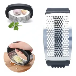 Espremedor De Alho Inox Majolevi Manual Amassador Triturador De Alho Cozinha Aço Inoxidável Durável Preto