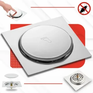 Ralo Click 10x10 Inteligente Pop Up Inox Oculto Invisível Para Banheiro E Cozinhas Acabamento Premium Marca Homeroarte